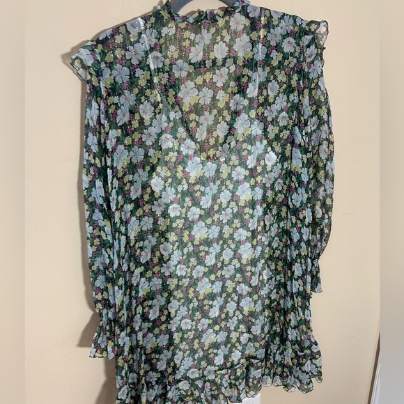 MAJE Rullina Floral Ruffle Metallic Dress/SZ medium - Picture 6 of 8